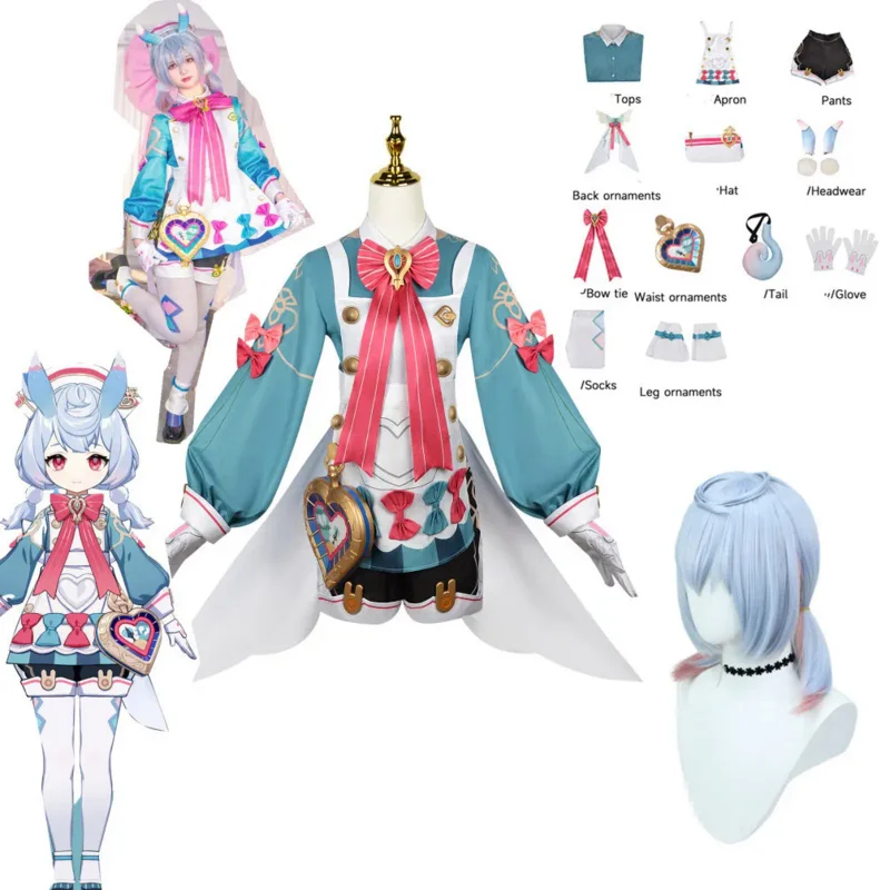 

Sigewinne Косплей Genshin ударопрочный костюм Фонтейн мелфабрина крепость меропида голова медсестры парик хвост уха Униформа Хэллоуин