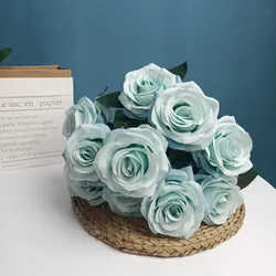 Exquisite Dutch Rose Bridal Bouquet - Elegant Artificial Floral Decoration for Weddings, Home Decor, and Photography Props (Blue)
