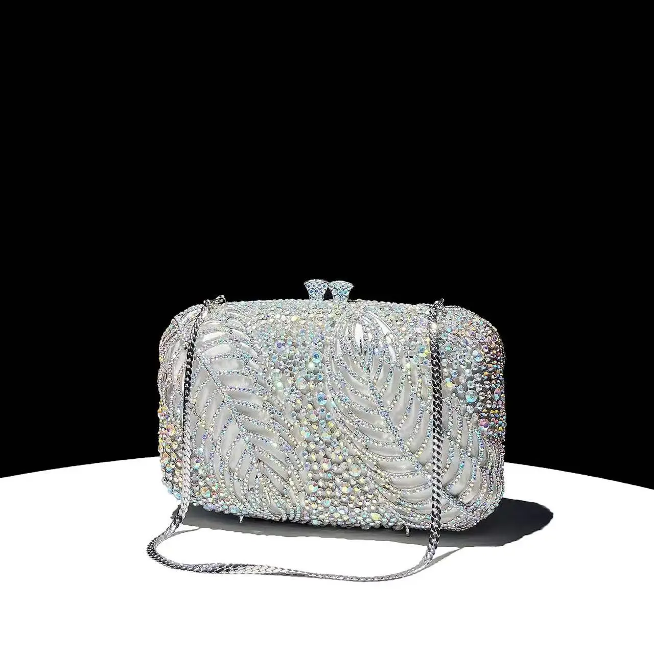 High Quality Luxury Metal Box Women Fashion Handbag Glitter Shiny Diamonds Evening Bag Wedding Party Clutch Purse Shoulder Bag