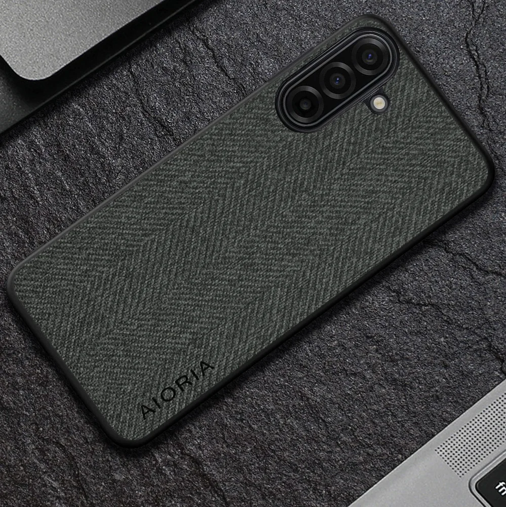 Luxury Textile Leather Phone Case Cover in Black