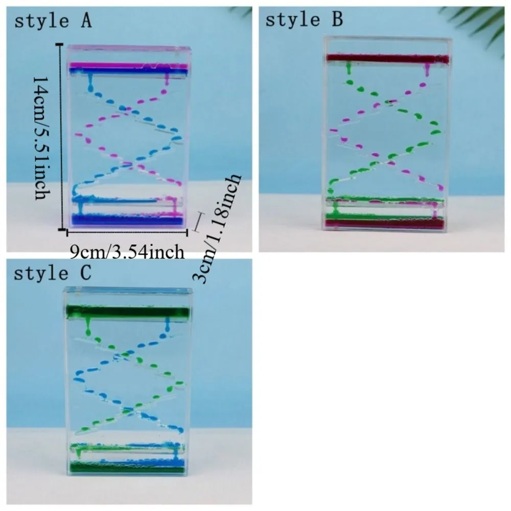 창의적인 다채로운 액체 모래 타이머 사각형 플라스틱 케이스 다이나믹 슬라임 플로우 타이머 재미있는 투톤 모래시계 타이머 교실용