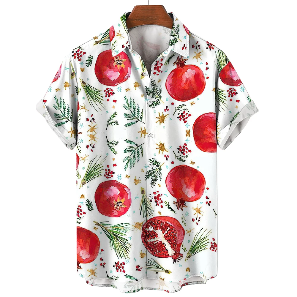 Summer Shirt For Men'S Pomegranate Flower Pattern Spain 3d Print Tropical Casual Tee Outdoor Streetwear Clothing Oversized Tops 2022 spain fashion fruit pineapple pattern viscose scarf print soft hijab shawls and wraps female foulards echarpe muslim snood