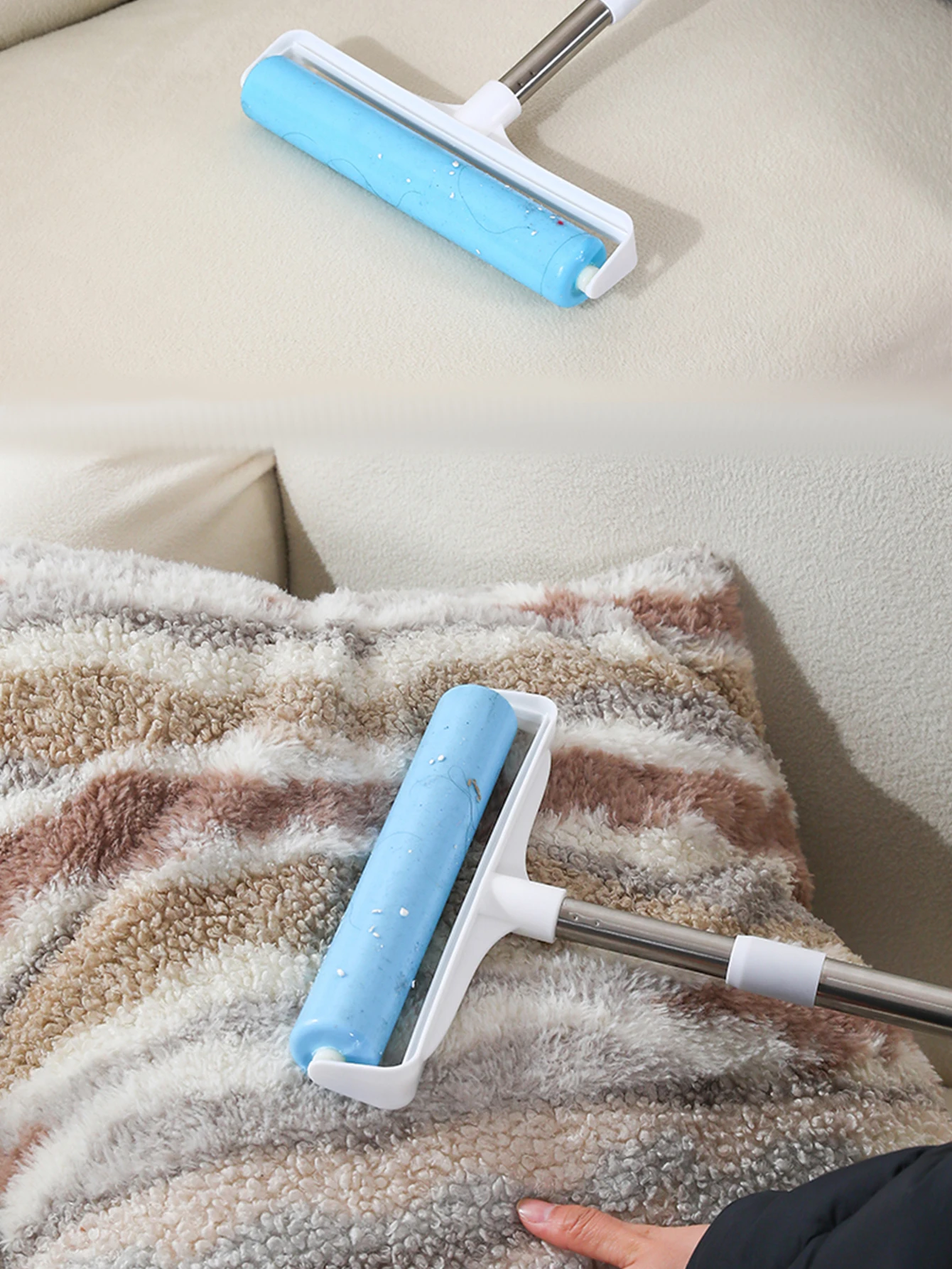 Washable Drum Large Extended Handle Telescopic Rod Hair Sticking Roller Pet Hair Floor Cleaning Carpet Dust Removal pet hair remover lint roller