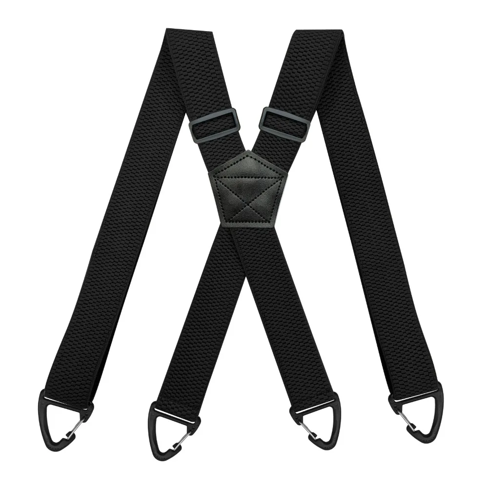 남성용 헤비 듀티 멜빵 작업 바이커 야외 3.8cm 와이드 X 백 4 스냅 후크 조절 가능한 탄성 바지 교정기 스트랩 벨트