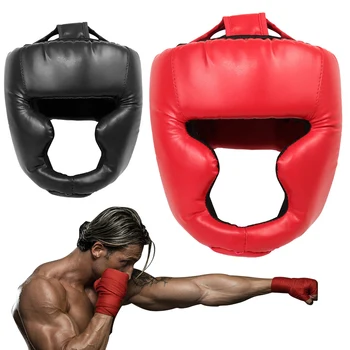Full-Covered Thickened Boxing Headgear PU Leather Karate Muay Thai Training Head Protector Boxing Protective Gear for Adult Kids 1
