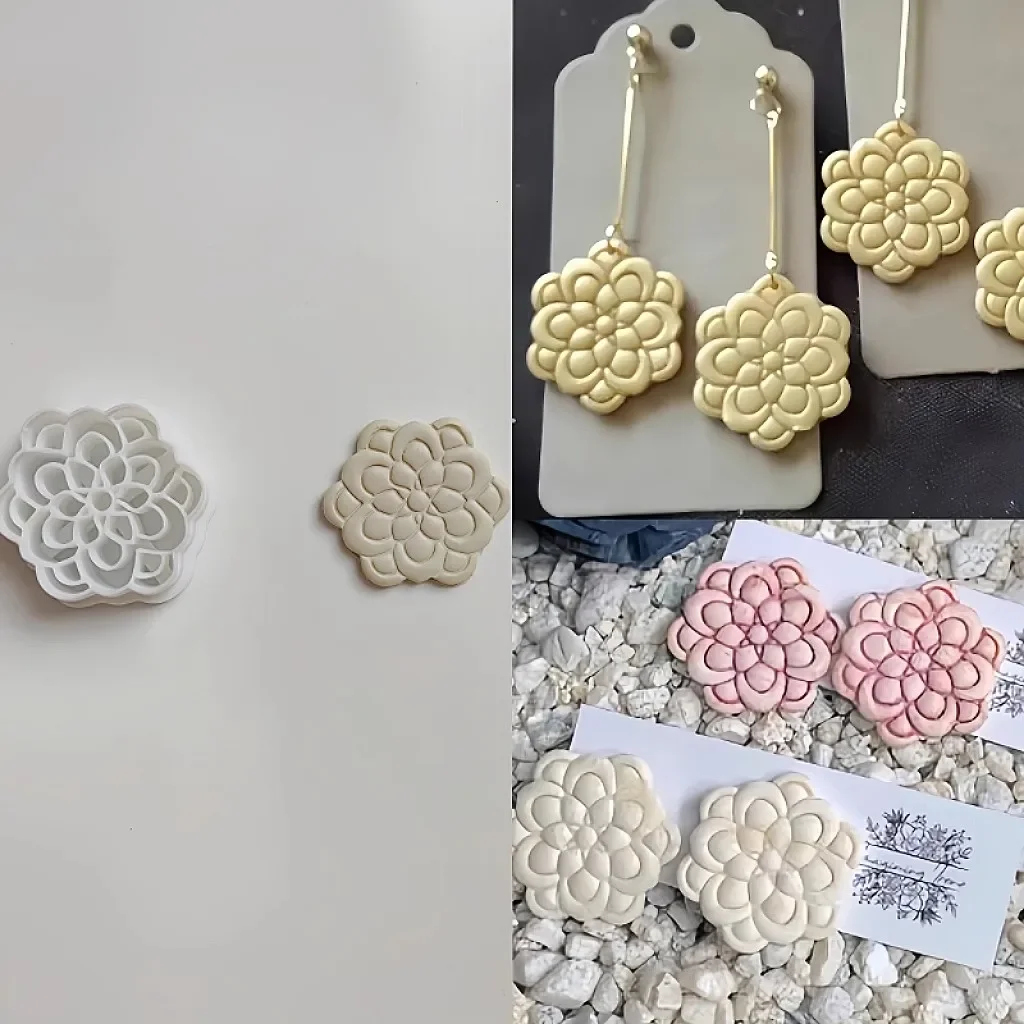 Flower Series /Chrysanthemum/Rose/Smiley Face Flower Polymer Clay Cutter Earrings Clay Mold Jewelry Ceramic Pendant Mold