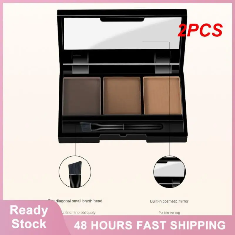 

2PCS Eyebrow Makeup Palette Waterproof Nose Shadow 3 Colors Cosmetics Eye Shadow Long-lasting Eyebrow Cream Natural