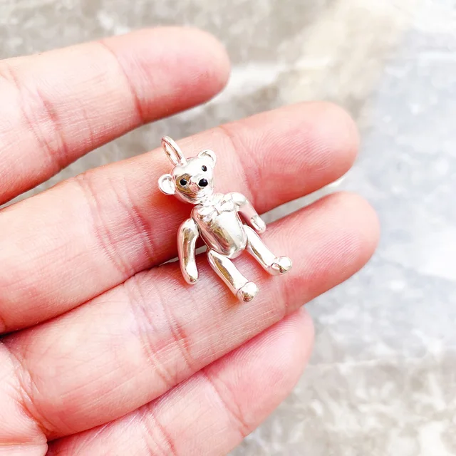 Pendentif ours en peluche en argent regardé 925 pur pour femme, bijoux  fins, accessoires mignons, cadeau européen, printemps, nouveau - AliExpress