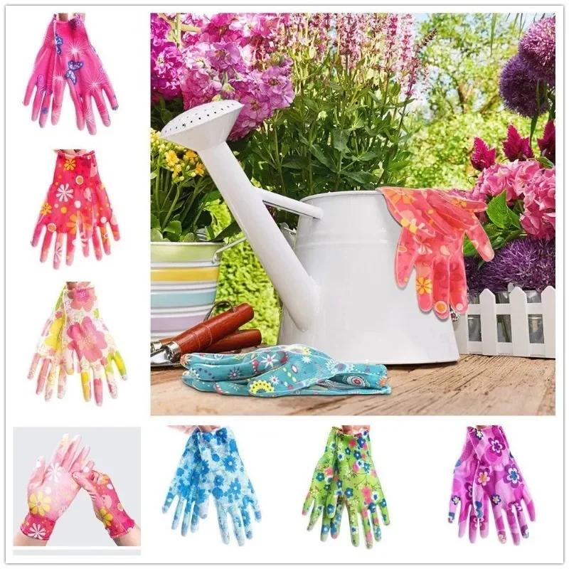 Planting Yard Cleaning Palm-Coated Floral Garden Gloves Women Non-Slip Working Gloves Non-Slip Household Labor Protection Gloves 2