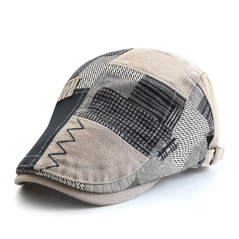 Designer Beret Hat Men Retro Newsboy Cap Patchwork Plaid Herringbone Flat Peaked Cap Women Driving Cabbie Gatsby Hat Casquette Casual Hat Beret Hat Newsboy Cap Newsboy Hat