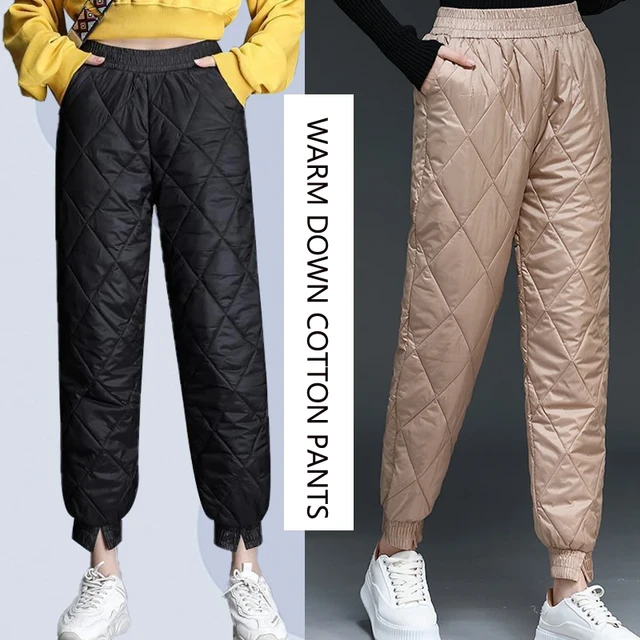 Women Winter Warm Down Cotton Pants Korean Windproof Padded