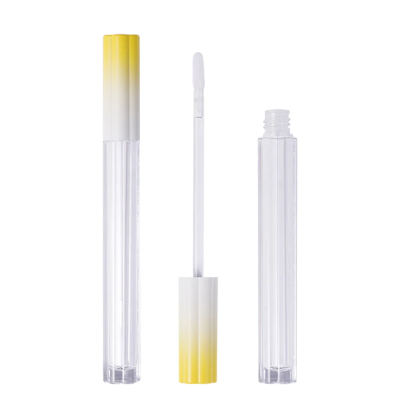 50 pcs Lip Glaze Tube Empty Tube Transparent Bottle Gradient Pink Yellow Lip Gloss Bottle 2.5ml Lip Gloss Dispensing Tube fully transparent lip gloss tube eyeliner eyelash bottle lip glaze tube dispensing tube packaging heart shape brush head