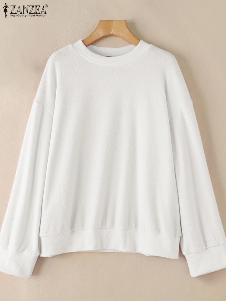ZANZEA Women Solid Pullover Holiday Long Sleeve Loose Sweatshirts Fashion Autumn Fleece Hoodies 2025 Korean Casual Chic Outfits 4