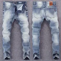 Italian Style Fashion Men Jeans Retro Light Blue Slim Ripped Jeans Men High Quality Male Trousers Vintage Designer Pants Hombre 1