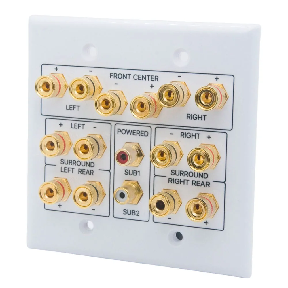 Speaker Wall Plate 2 Gang 7.2 Banana Ports