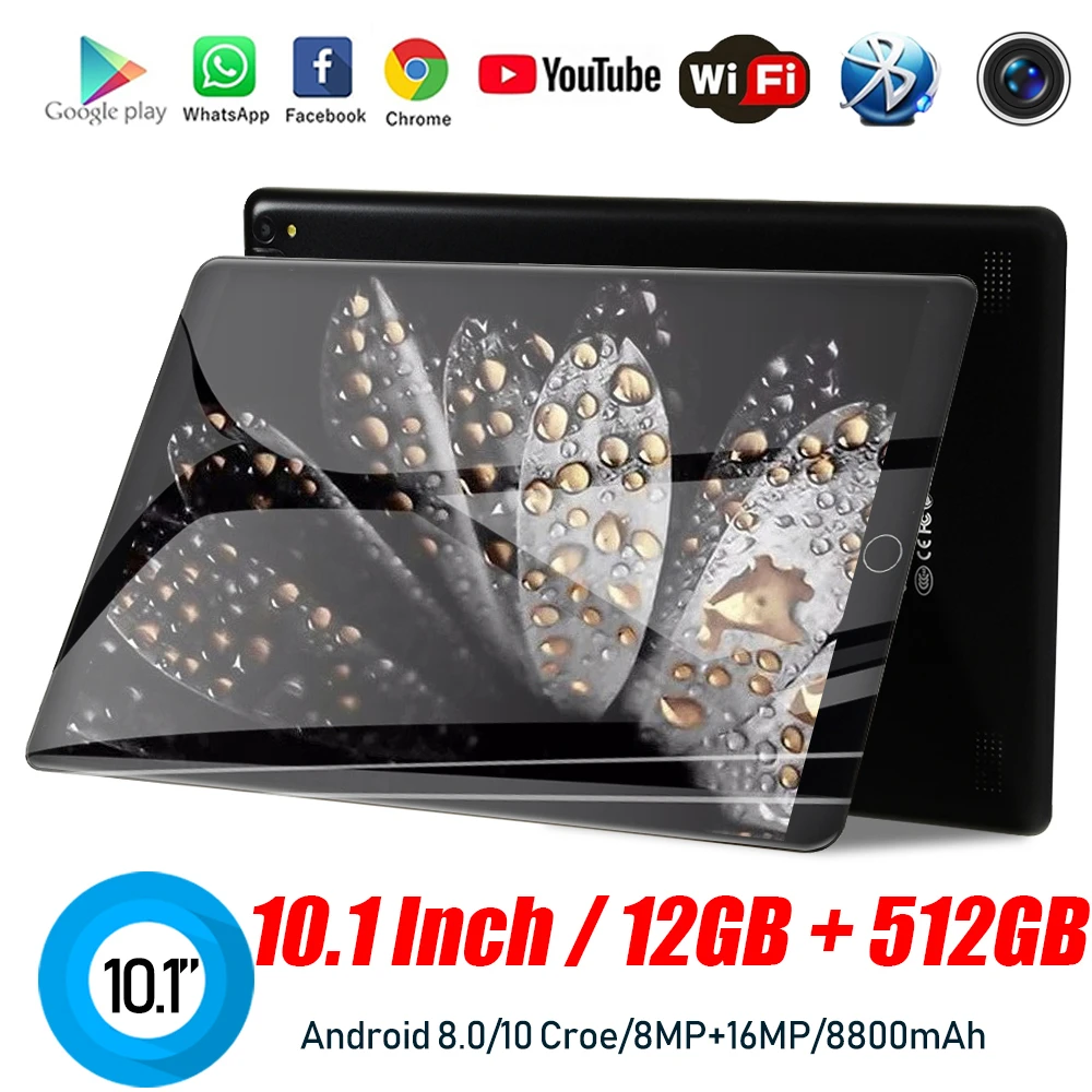 12GB 512GB Tablet Android 5G Laptop WPS Office Notebook 4G LTE Global Version Google Play Pad Mini Dual SIM 8800mAh Computer good tablets