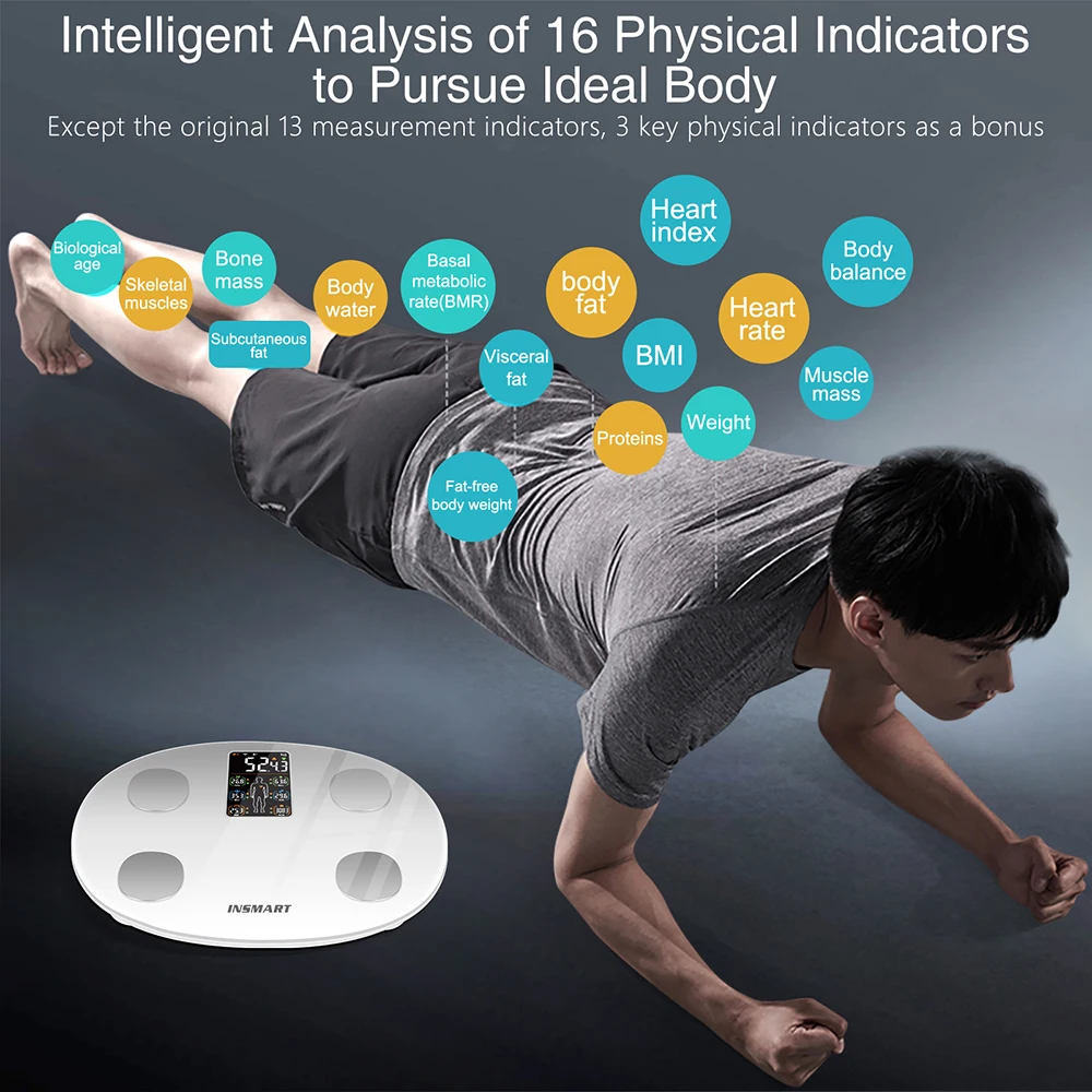 Electronic Scale Weight Scale INSMART Digital Body Weight Scale with Screen for Body Fat Scale BMI Bluetooth Bathroom Scales Balance Smart Scales