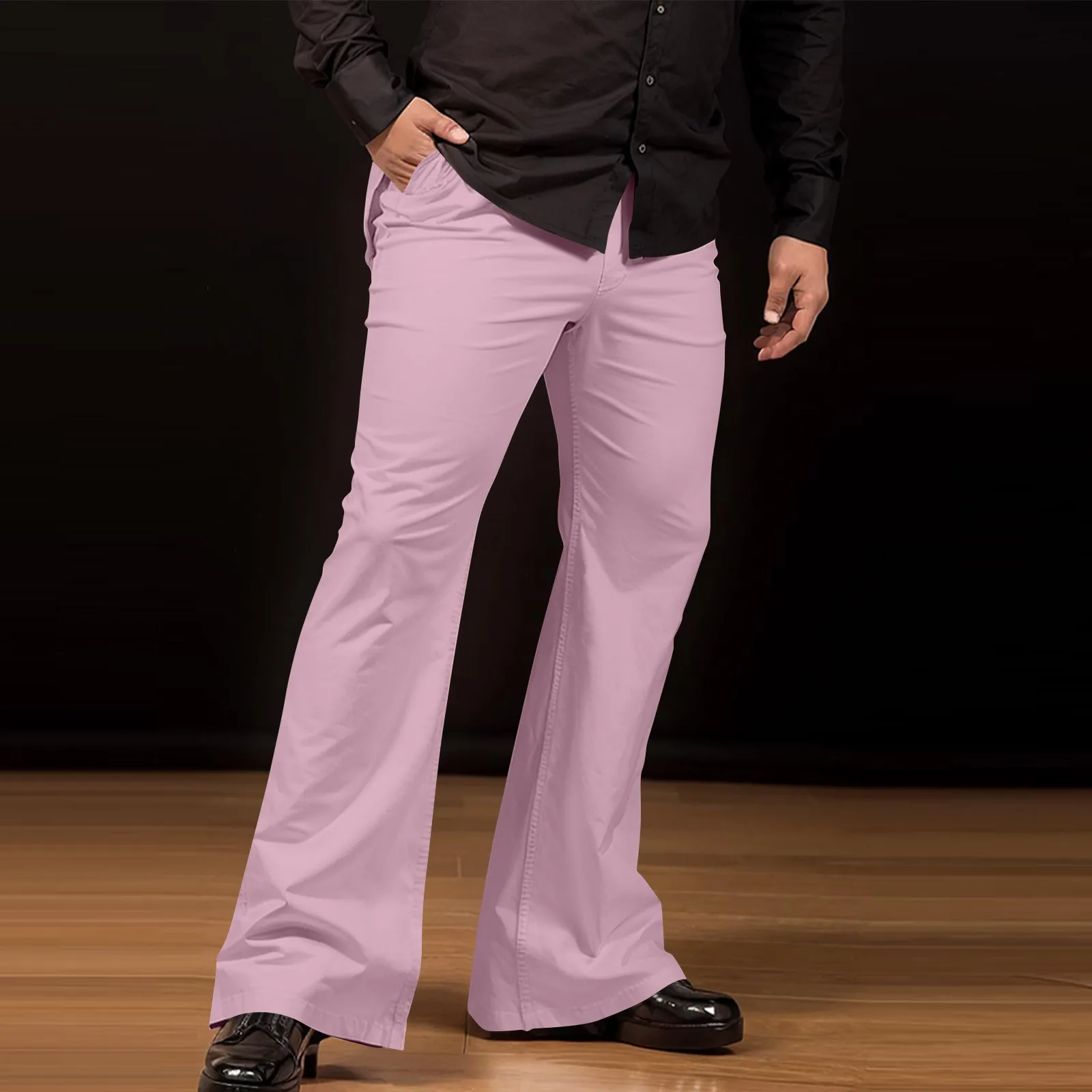 2023 Men'S Retro Disco Flared Pants Loose Stretch Vintage Trousers Fit Flared Comfortable Retro Stretch Twill Men'S Trousers
