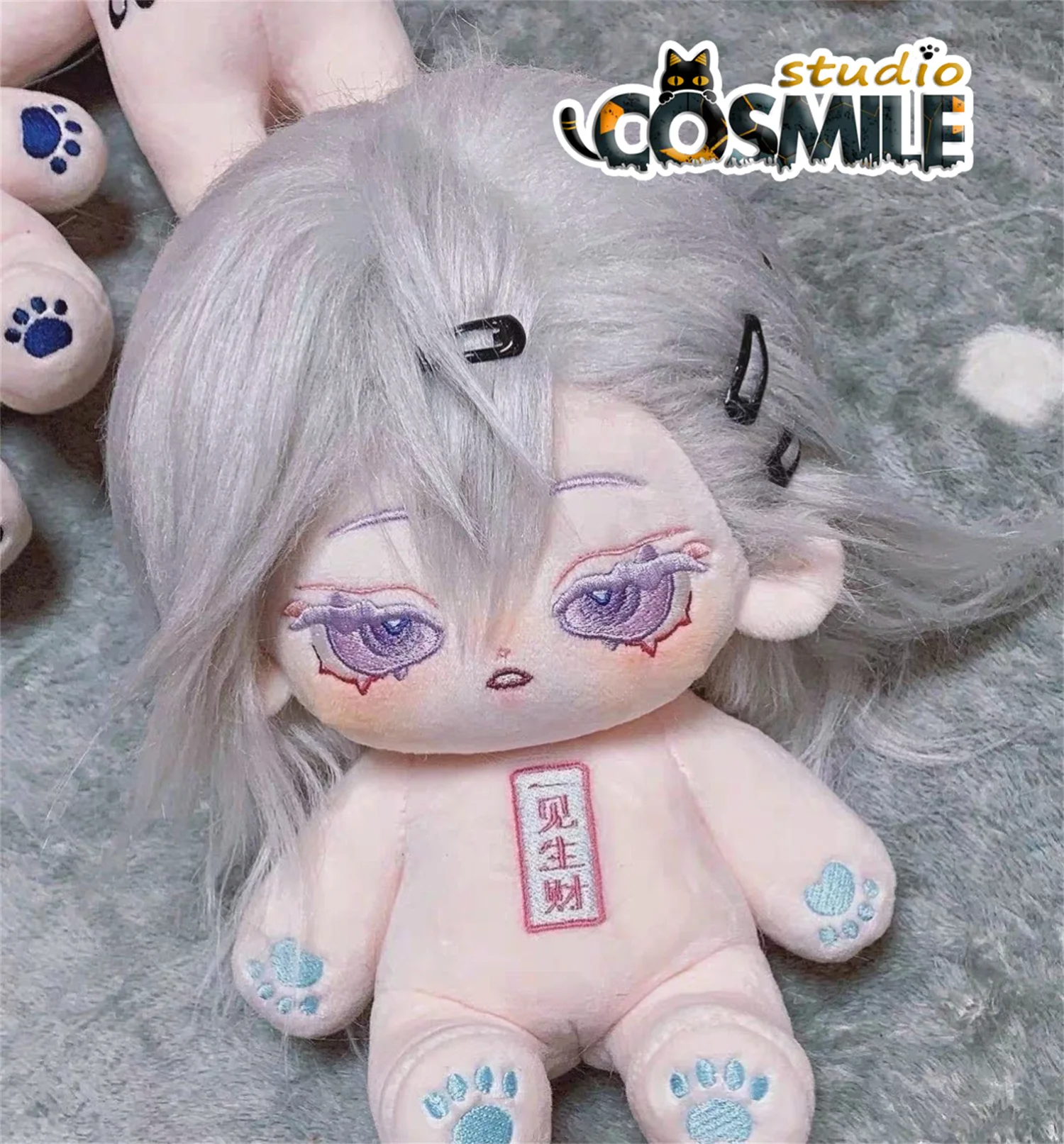 

No attributes Kpop Star Idol Fox Shikigami かみ Xie Bi'an White Guard Jue Silver Hair Stuffed Plushie 20cm Plush Doll Body Toy XY