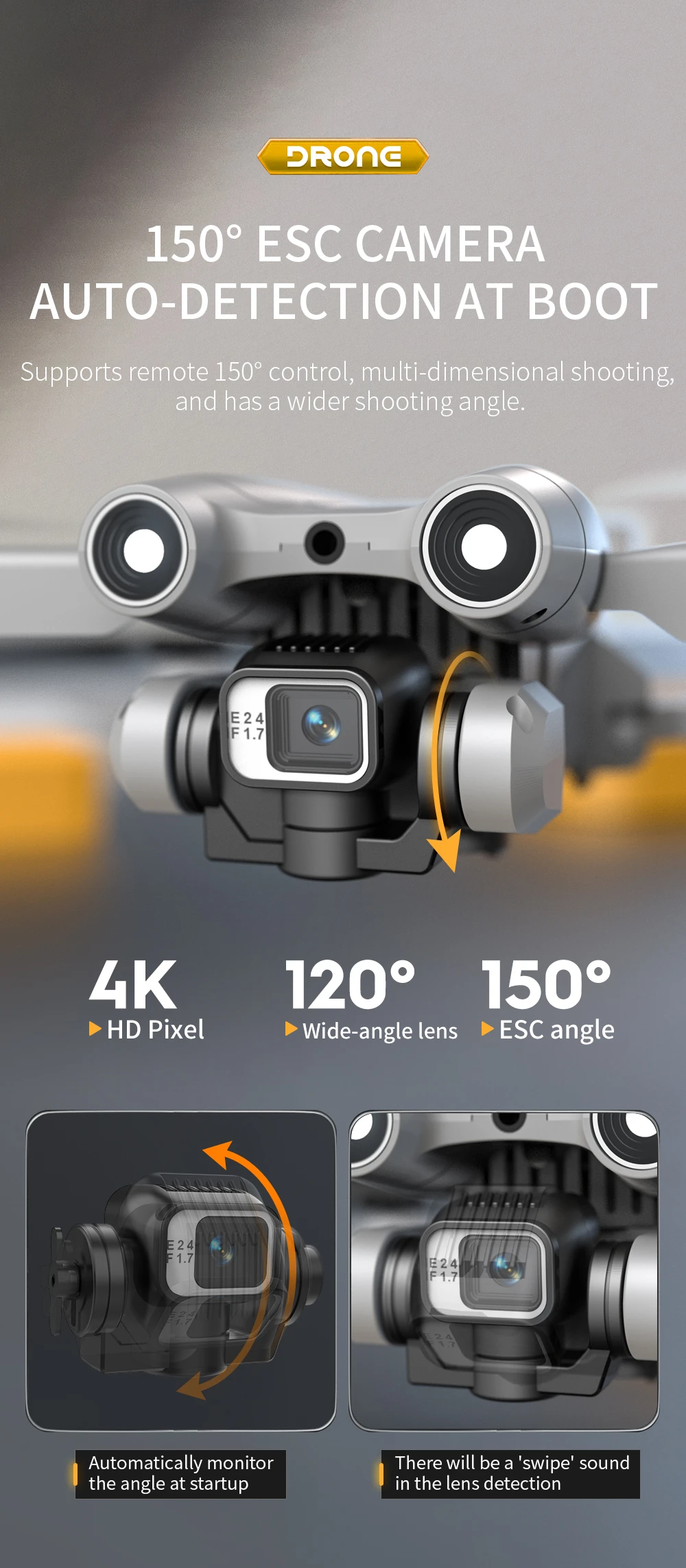 KF610 Drone, dronc 1500 esc camera auto-detection at