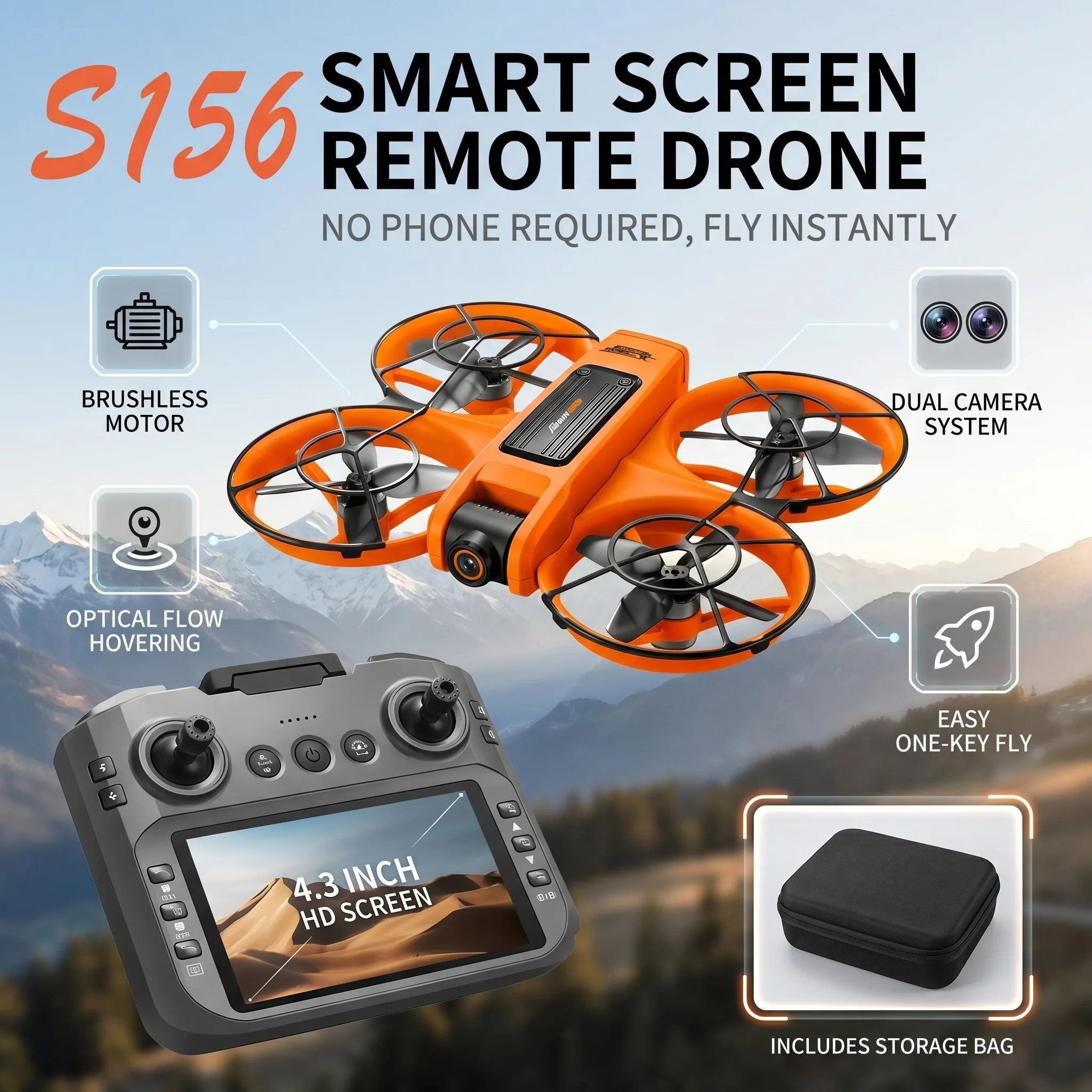 Vue rapprochée du drone avec caméra HD et moteur sans balais, prêt à décoller