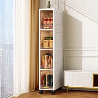 20cm Slim Storage Cabinet, 3/4/5-Tier Narrow Rolling Organizer with Wheels, Space-Saving Shelf  White Multi-Purpose Storage 6