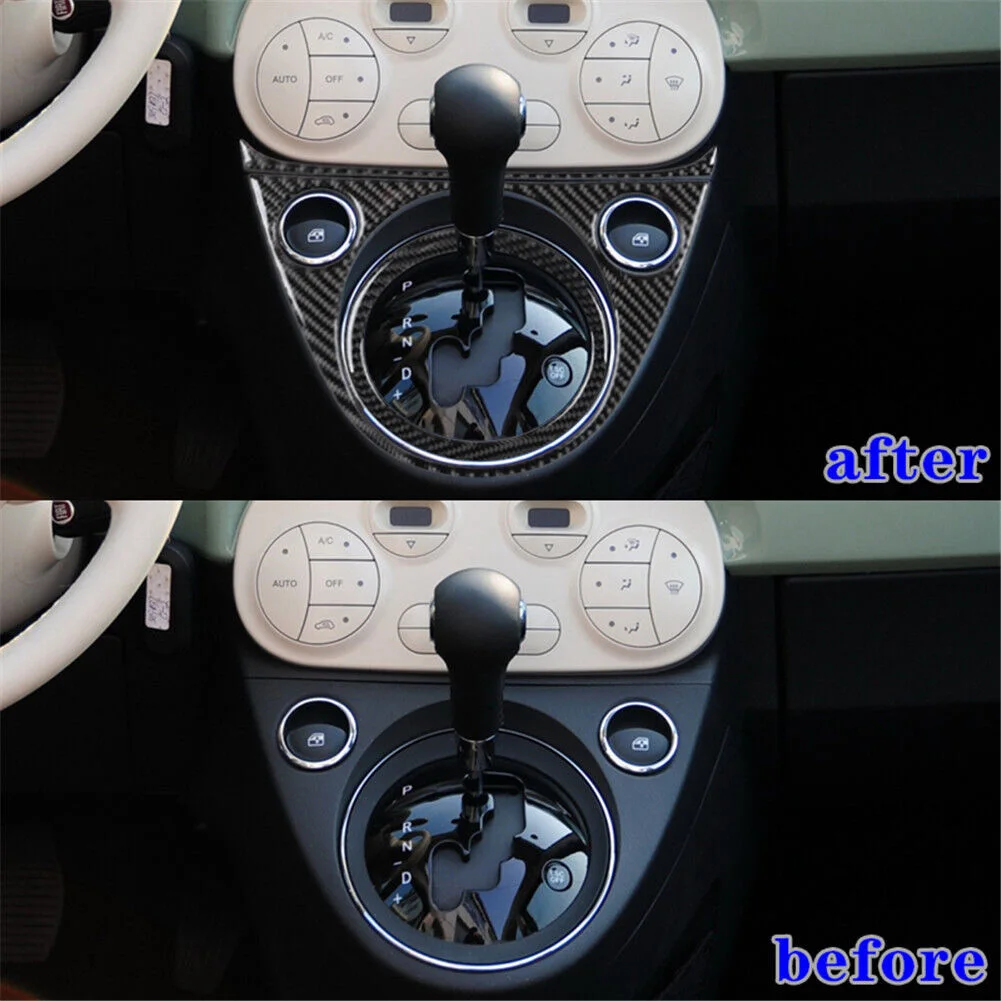 

3pcs Carbon Fiber Interior Gear Shift Surround Frame Trim For Fiat 500 2012-2015 Performance/Custom Cover Existing Scratches