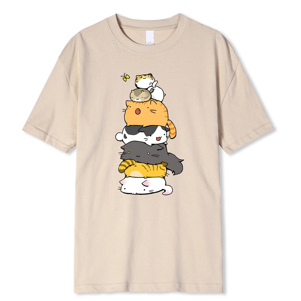 Mačke se visoko sklapaju da uhvate leptira, muška odjeća, modne ljetne majice, ulična odjeća, 100% pamučni široki topovi_voghion.com