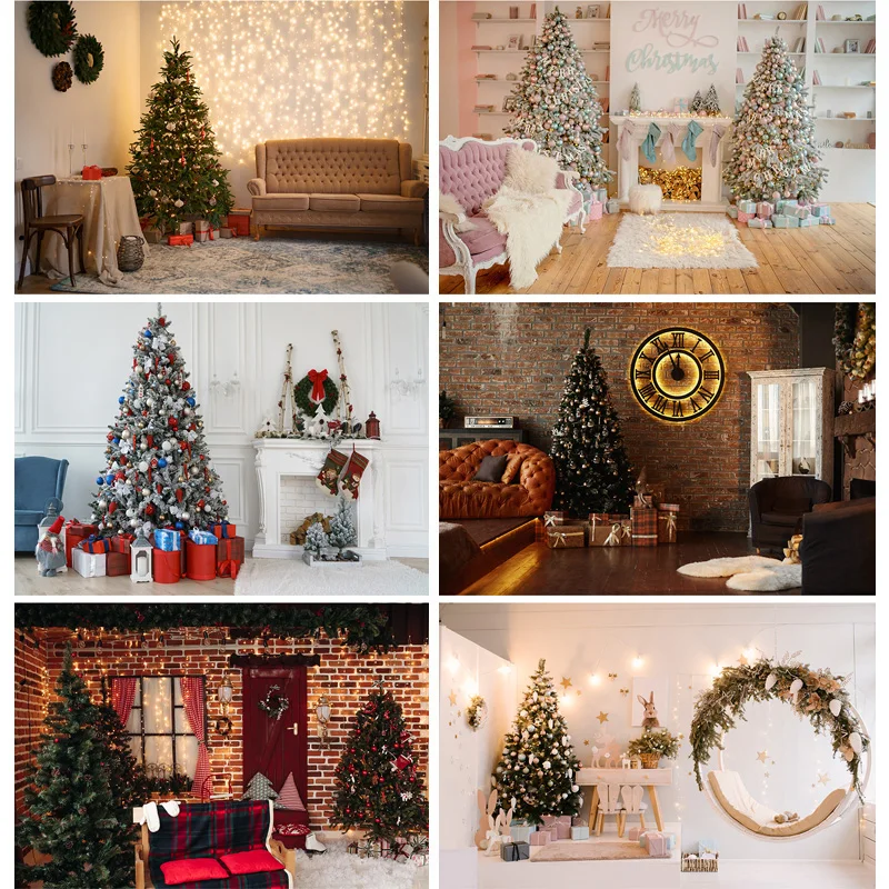

Photorealistic Fabric Christmas Photography Backgrounds Tree Gift Children Baby Photo Backdrop For Studio Photocall Props HDY-02