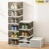 Dustproof Foldable Shoes Rack Stackable Transparent Thickened Plastic Box With Lids Sneaker Shoe Organizer Cabinet Organizers 1