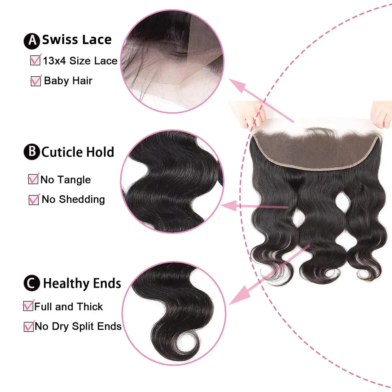 13x4 Body Wave Lace Frontal Human Hair Ear to Ear Transparent Lace Frontal Closure Unprocessed Brazilian Virgin Human Hair