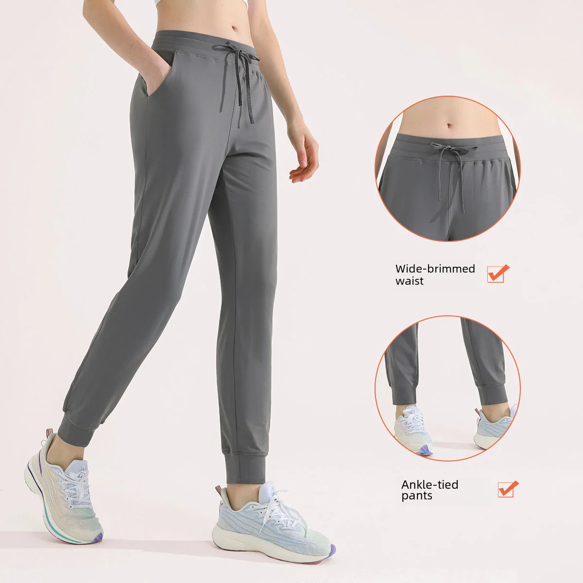 Summer Thin Sports Pants Women Casual Summer Quick Drying Green Drawstring Straight Cylinder High-end Long Pants Bunched Legs