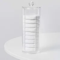 Cosmetic Organizer Compactor Transparent Container Make-Up Discs Diam 7.5 X 20h Cm Tube Organizer With Lid Home Appliance 2