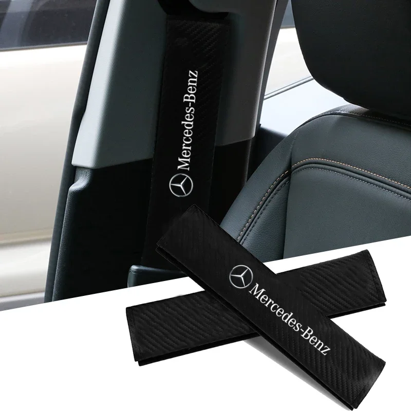 Carbon fiber Car Seat Belt Pads Seat Shoulder Strap Pad For Mercedes Benz S320 W164 W203 W204 W168 C180 E320 A200 CLA CLK CLS