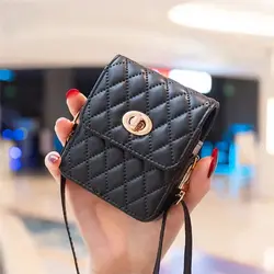 Elegant Leather Crossbody Mini Handbag and Phone Holder (Black)