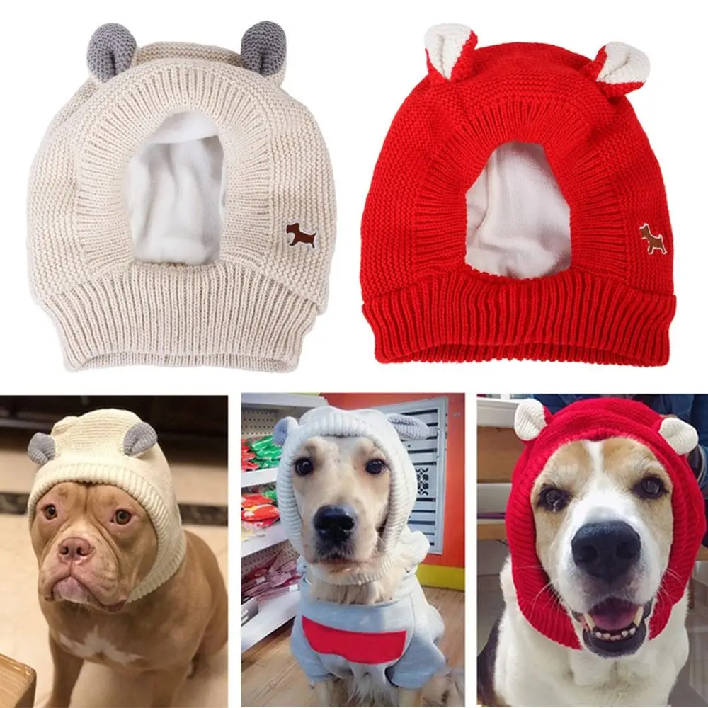 

Winter Knitted Hat Anxiety Relief Pet Ears Covers Dog Ear Muffs Warm Puppy Cap Warm Earmuffs