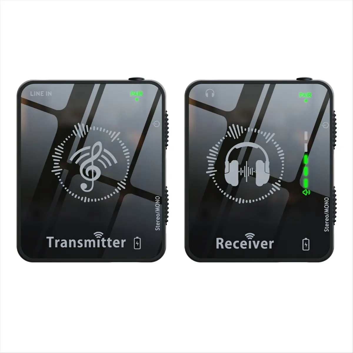 A23G 새로운 2.4GHz 무선 이어폰 모니터 전송 시스템, 모노/스테레오 지원, 충전식 송신기 및 수신기