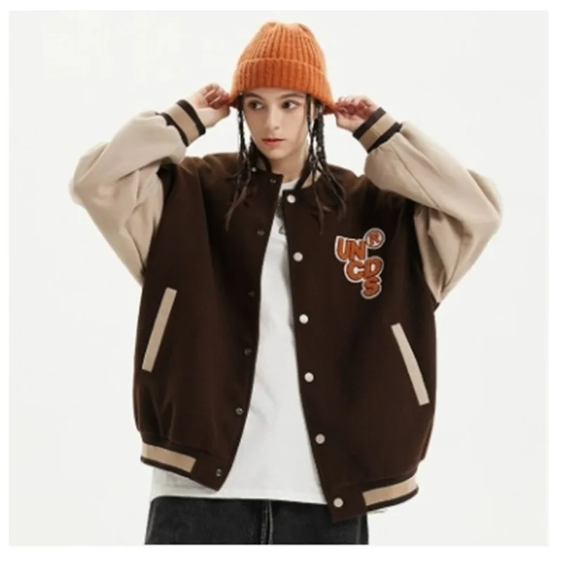 Men's Baseball Jacket Spring and Autumn New Long Sleeve American Street Bomber Jacket Ins Hip Hop Youth Couple Jacket Loose Coat