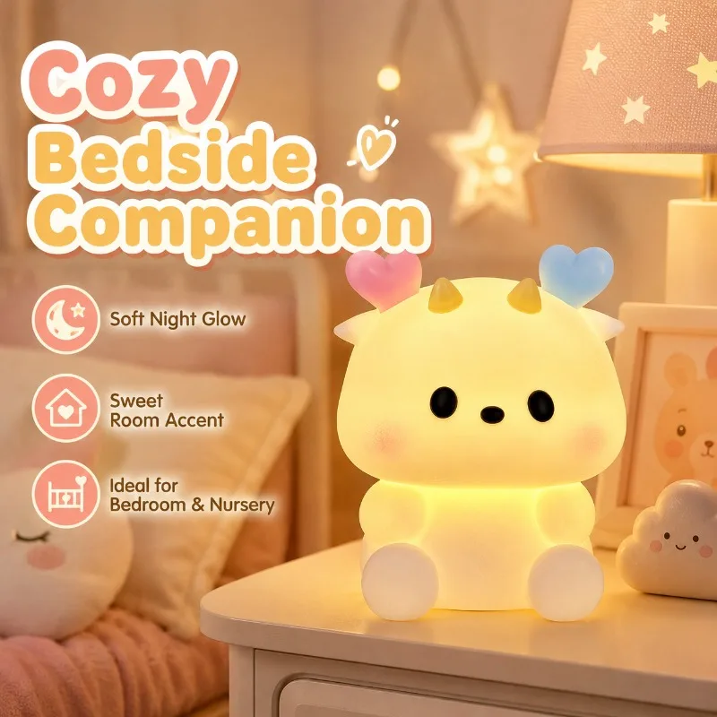 귀여운 용 모양 수면등 LED 실리콘 어린이 침실등 부드럽고 따뜻한 조명 침실 방 생일 선물 장식 용 모양 수면등
