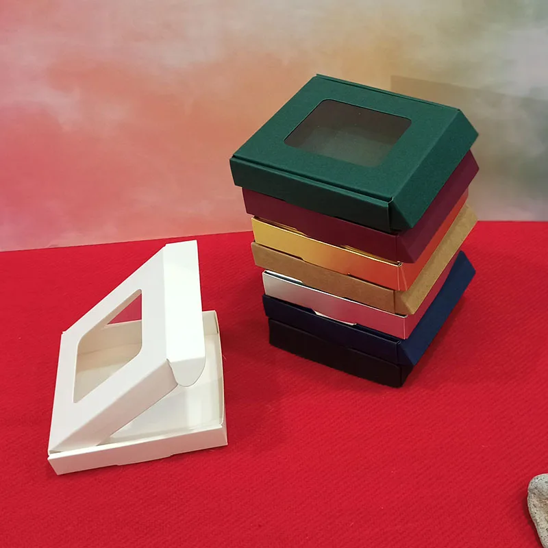 Gold Paper Gift Boxes with PVC Window, 5pcs/10pcs Multi-Size Cardboard Favor Packaging ... - SKU PGBW0939 - UGI Packaging