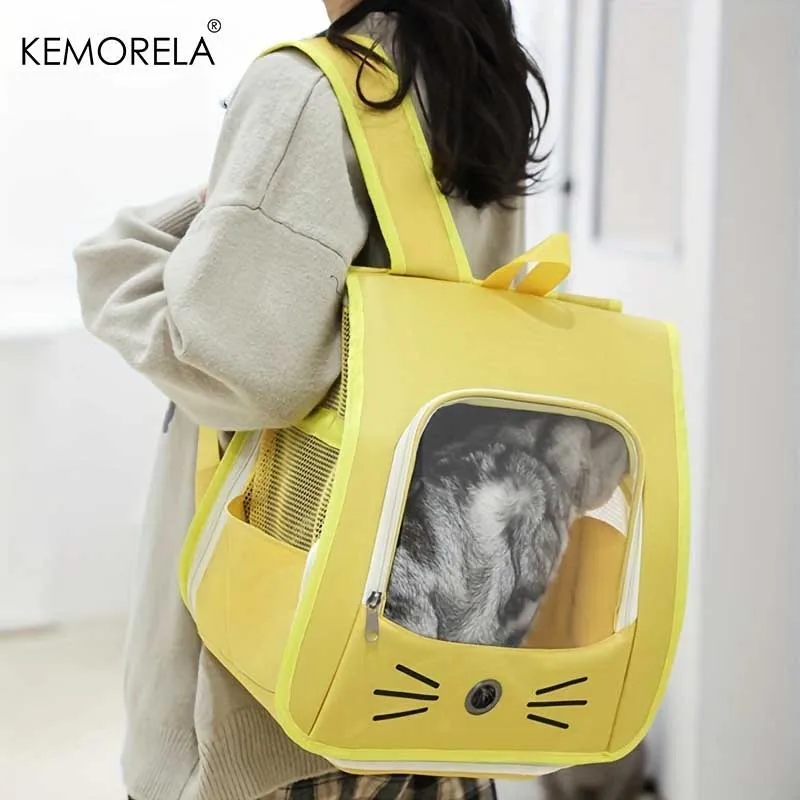 Pet Carrier Backpack Large Cat Backpack Transparent Breathable Portable Bag Cat And Dog Supplies 1Pcs