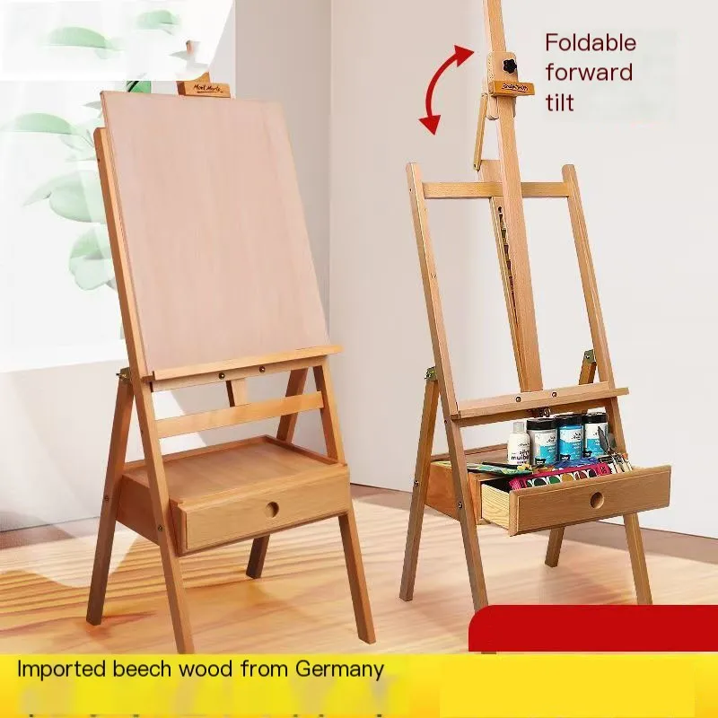 Foldable Beech Wood Frame Drawer Style Oil Painting Bracket Sketching Board Adjustable Easel
