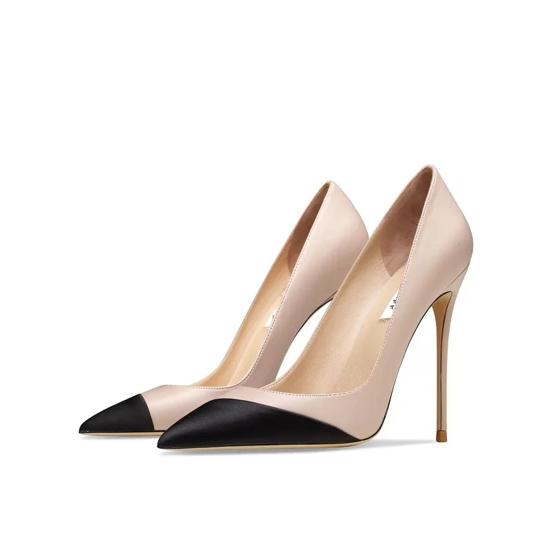 

Туфли женские атласные с острым носком, заостренный носок, прострочка, тонкий высокий каблук, вечерние туфли под платье, большие размеры, весна-лето