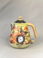 Bouilloire électrique avec décalcomanie de peinture rétro 1,7 l, eau bouillante avec thermomètre, mise hors tension automatique, théière en acier inoxydable 304 1850W 5