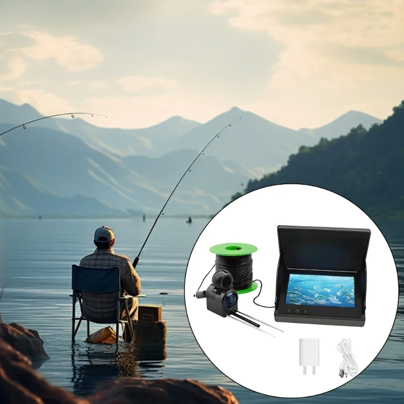 수중 낚시 카메라 195° 광각 어군탐지기 카메라 5인치 대형 스크린 야경 낚시 카메라