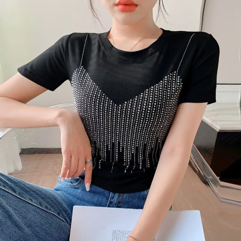 

Women's Spring/Summer New Fashion Elegant Round Neck Short Sleeve Casual Versatile Western Commuting Comfortable Popularity Tops