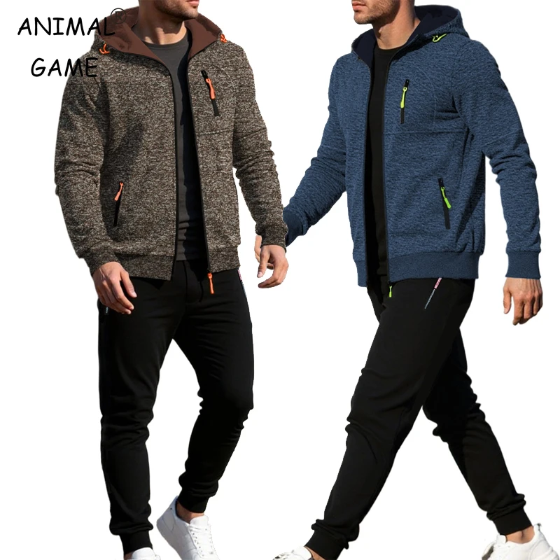 Men's Sports Tracksuit Breathable Hooded Streetwear Casual Sweatshirt and Sports Trousers Long Baggy Pants 2-Piece Jogging Suit