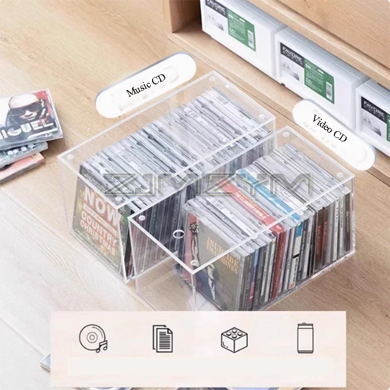 Acrylic CD Storage Box Transparent Plastic DVD CD Organizers Bin