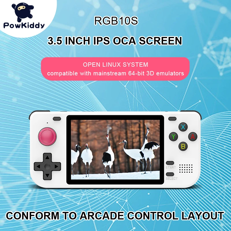 POWKIDDY RGB10S 3.5-Inch IPS OGA Screen Open Source Handheld Game Console RK3326 3D Joystick Trigger Button Children's Gifts