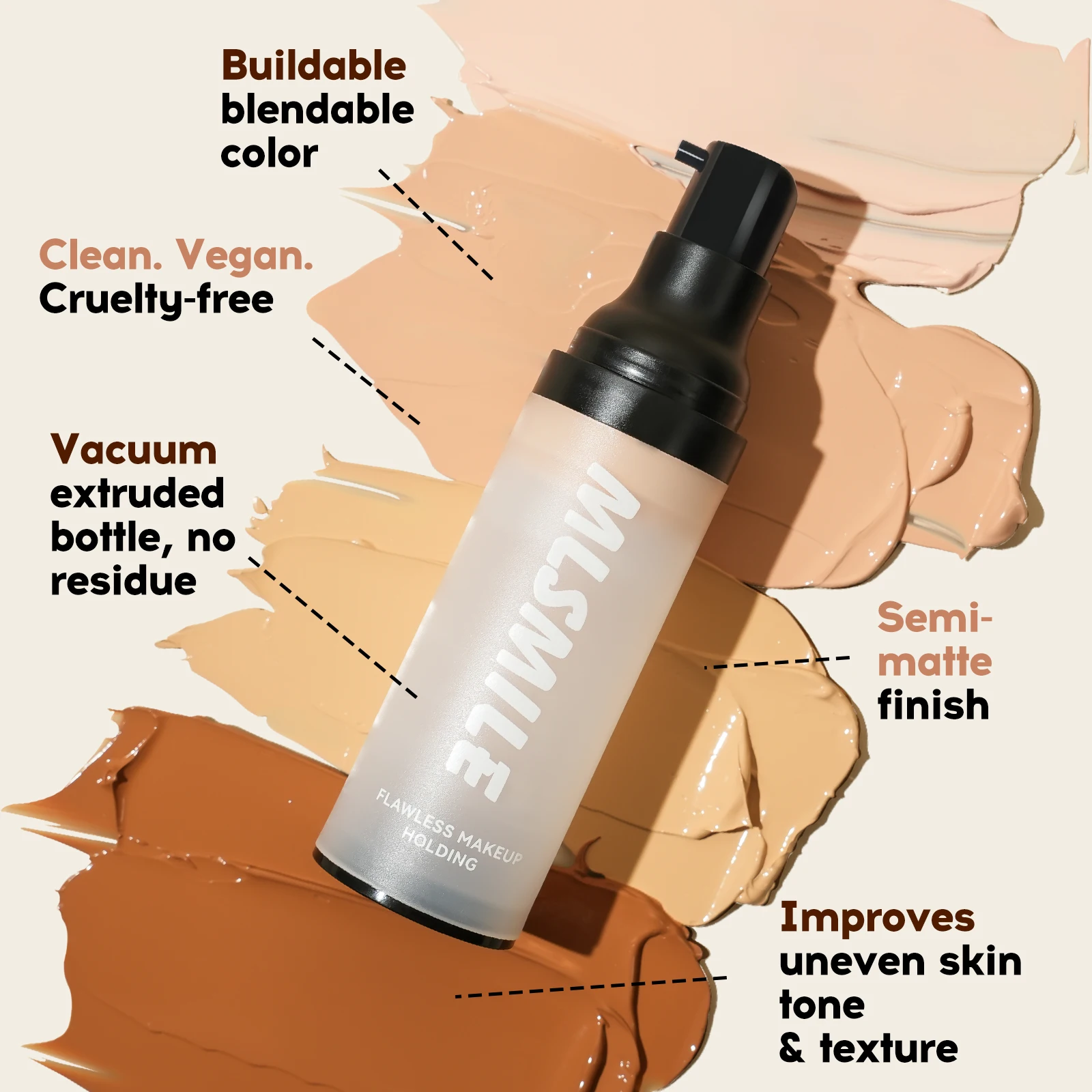 Face Foundation Cream Oil-Control Matte BBCream Waterproof Lasting Concealer Liquid Full Coverage Matte Base Professional Makeup 5